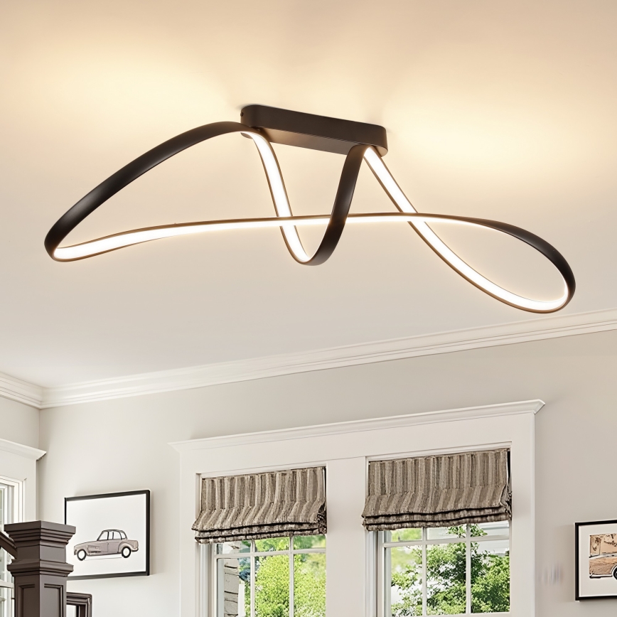 Brilagi - LED prigušiva nadgradna plafonska lampa TWISTER LED/60W/230V 3000-6000K crna + daljinski upravljač