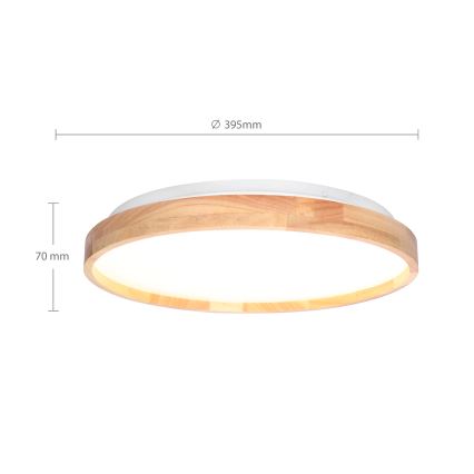 Brilagi - LED prigušiva plafonsko svetlo ALSON LED/48W/230V 3000-6500K hrast prečnik 39,5 cm + daljinski upravljač