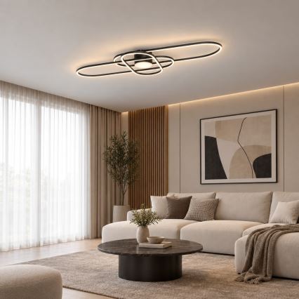 BRILAGI - prigušiva LED plafonska svetiljka APOLLO LED/58W/230V 3000-6500K 43,2x101,2 cm crna + daljinski upravljač
