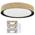 Brilagi - LED prigušiva stropna svetiljka COCI LED/48W/230V 3000-6500K prečnik 39 cm drveni dekor/crna + daljinski upravljač