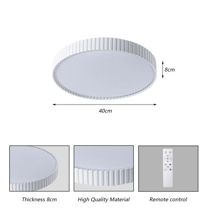 Brilagi - prigušiva LED stropna svetiljka CORVO LED/54W/230V 3000-6000K bela preč. 40 cm + daljinski upravljač
