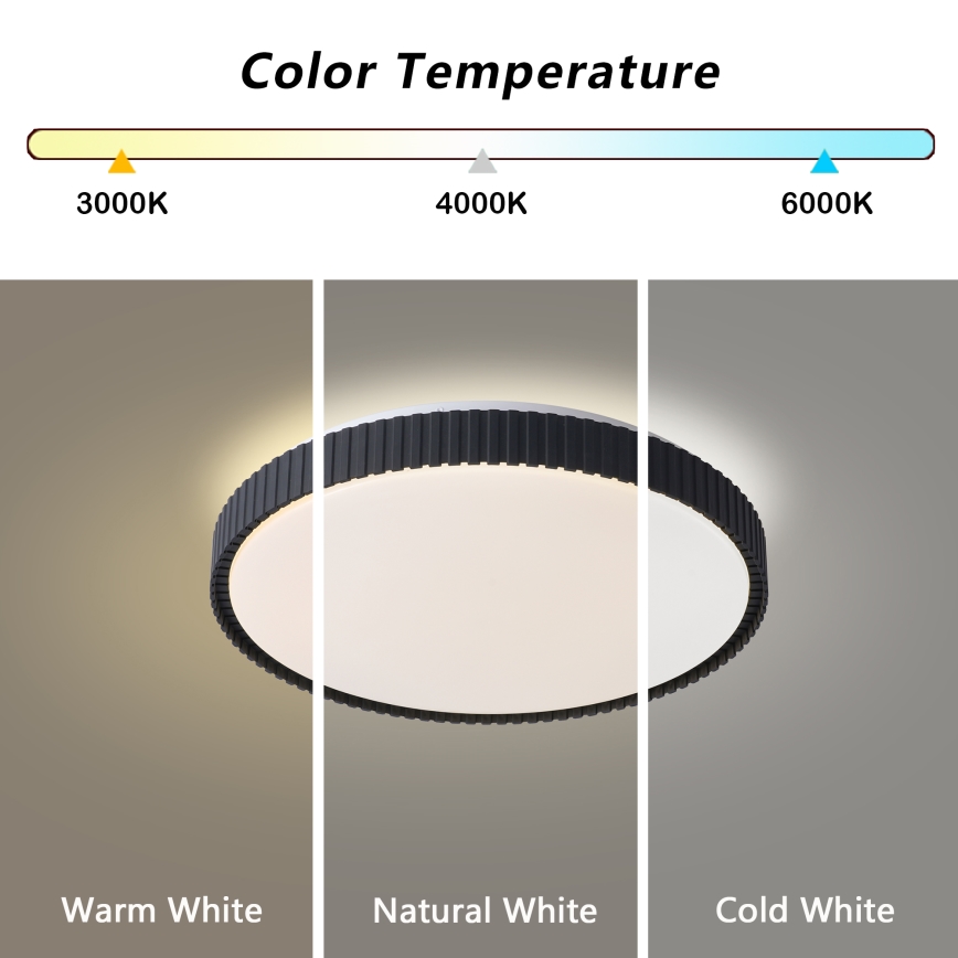 Brilagi - LED prigušiva stropna svetiljka CORVO LED/72W/230V 3000-6000K crna Ø 50 cm + daljinski upravljač