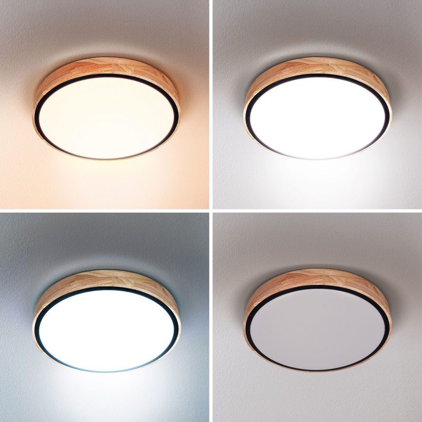 Brilagi - LED prigušiva stropna svetiljka GLORIA LED/48W/230V 3000-6500K hrast prečnik 40 cm + daljinski upravljač