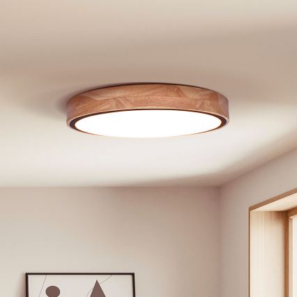 Brilagi - LED prigušiva stropna svetiljka GLORIA LED/48W/230V 3000-6500K hrast prečnik 40 cm + daljinski upravljač