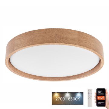 Brilagi - LED prigušiva stropna svetiljka MANAROLA SMART LED/24W/230V 2700-6500K hrast prečnik 41 cm Wi-Fi + daljinsko upravljanje Tuya