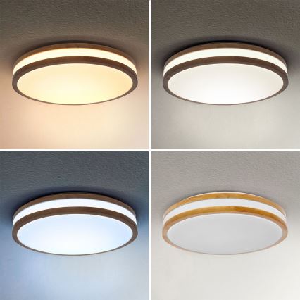 Brilagi - LED prigušiva stropna svetiljka MOLINA LED/48W/230V 3000-6500K hrast prečnika 38 cm + daljinski upravljač