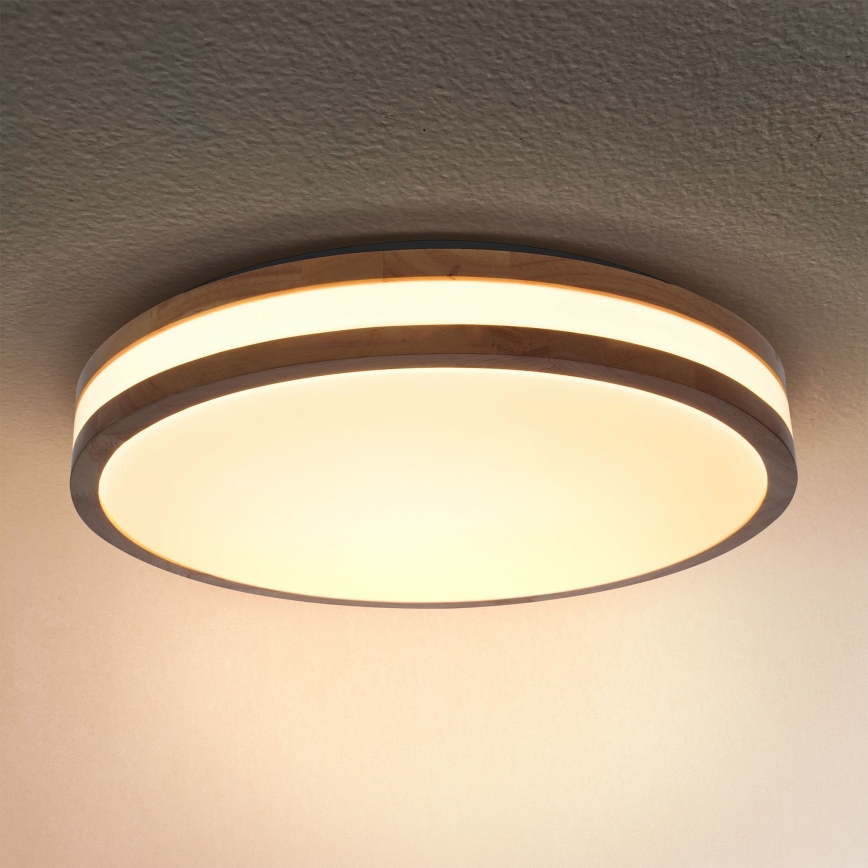 Brilagi - LED prigušiva stropna svetiljka MOLINA LED/48W/230V 3000-6500K hrast prečnika 38 cm + daljinski upravljač