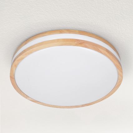 Brilagi - LED prigušiva stropna svetiljka MOLINA LED/48W/230V 3000-6500K hrast prečnika 38 cm + daljinski upravljač