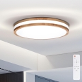 BRILAGI - LED prigušiva stropna svetiljka MOLINA LED/48W/230V 3000-6500K hrast prečnika 38 cm + daljinski upravljač