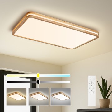 BRILAGI - LED prigušiva stropna svetiljka MOLINA SQUARE LED/128W/230V 3000-6000K hrast 90x60 cm + daljinski upravljač