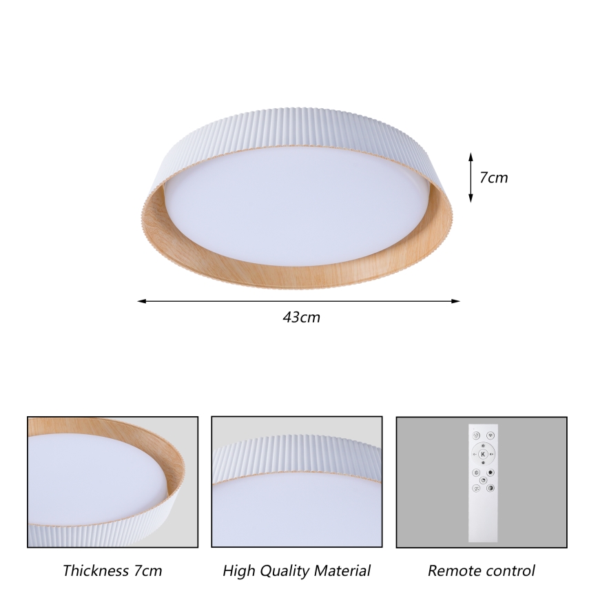 Brilagi - LED prigušiva stropna svetiljka ORINO LED/54W/230V 3000-6000K bela, prečnik 43 cm + daljinski upravljač
