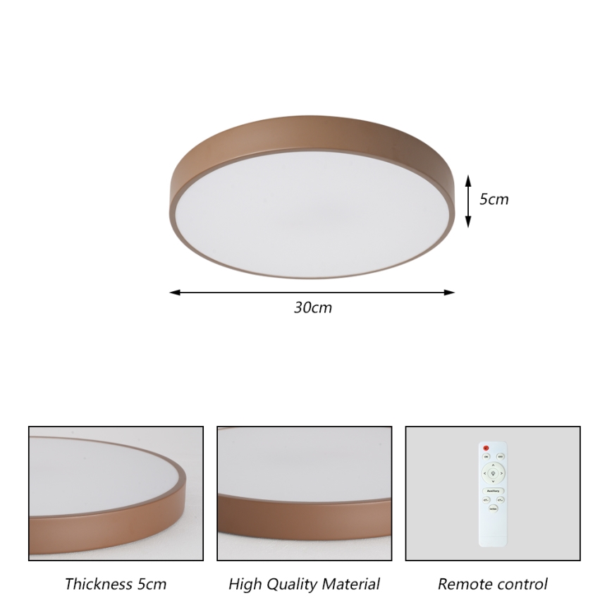 Brilagi - LED prigušiva plafonska svetiljka POOL LED/36W/230V 3000-6000K prečnik 30 cm braon + daljinski upravljač
