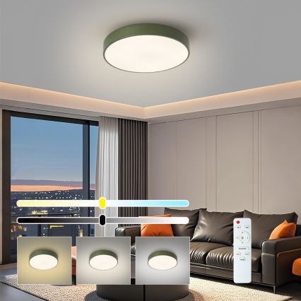 Brilagi - LED prigušiva plafonska lampa POOL LED/36W/230V 3000-6000K prečnik 30 cm zelena + daljinski upravljač