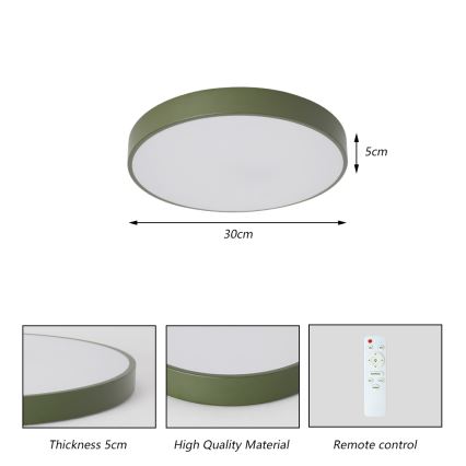 Brilagi - LED prigušiva plafonska lampa POOL LED/36W/230V 3000-6000K prečnik 30 cm zelena + daljinski upravljač