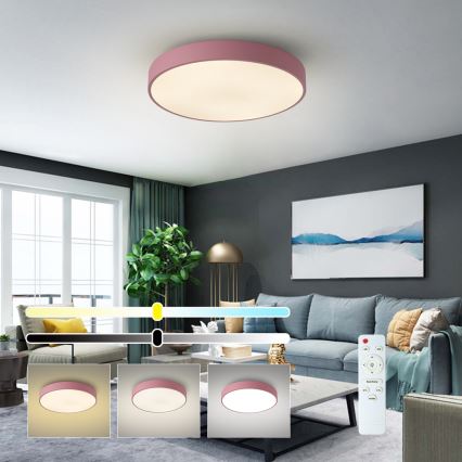 Brilagi - LED prigušiva plafonska svetiljka POOL LED/60W/230V 3000-6000K prečnik 50 cm ružičasta + daljinski upravljač