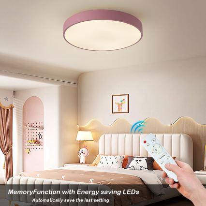 Brilagi - LED prigušiva plafonska svetiljka POOL LED/60W/230V 3000-6000K prečnik 50 cm ružičasta + daljinski upravljač