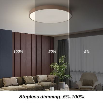 Brilagi - LED prigušiva stropno svetlo POOL LED/60W/230V 3000-6000K prečnik 60 cm braon + daljinski upravljač