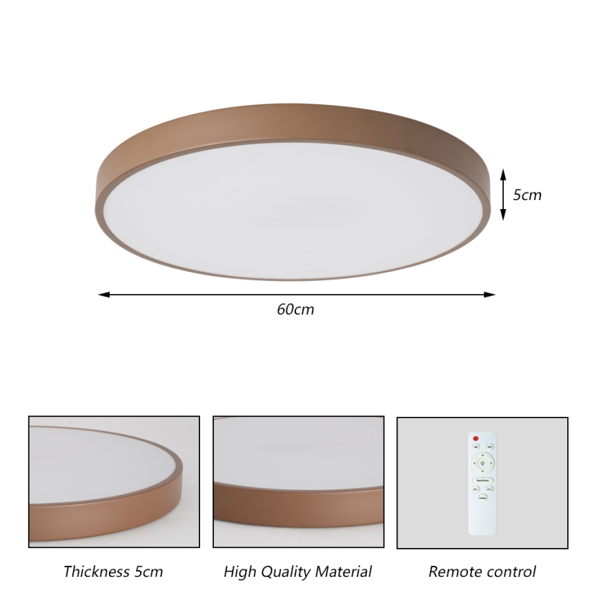 Brilagi - LED prigušiva stropno svetlo POOL LED/60W/230V 3000-6000K prečnik 60 cm braon + daljinski upravljač