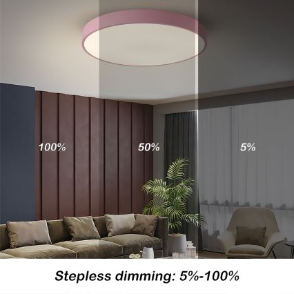 Brilagi - LED prigušiva stropna svetiljka POOL LED/60W/230V 3000-6000K prečnik 60 cm ružičasta + daljinski upravljač