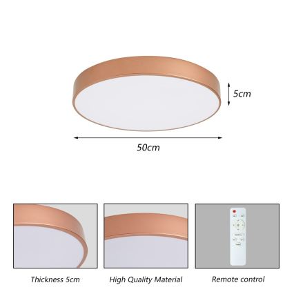 BRILAGI - LED prigušiva plafonska lampa POOL LED/60W/230V 3000-6000K prečnik 50 cm bakrena + daljinski upravljač