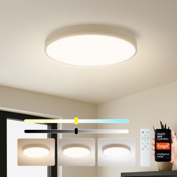Brilagi - LED prigušiva stropna svetiljka POOL SMART LED/60W/230V 3000–6000K, prečnik 50 cm, Wi‑Fi Tuya, bež + daljinski upravljač
