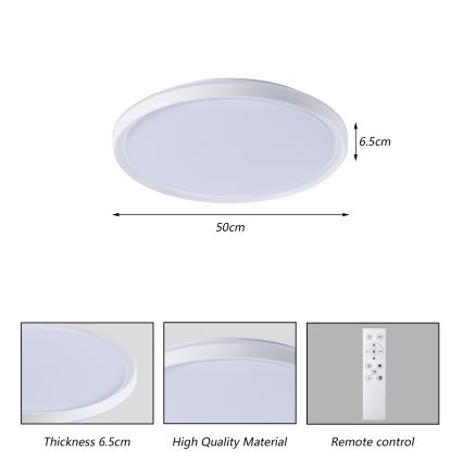 Brilagi - LED prigušiva plafonska lampa RIVO LED/72W/230V 3000-6000K bela, prečnik 50 cm + daljinski upravljač