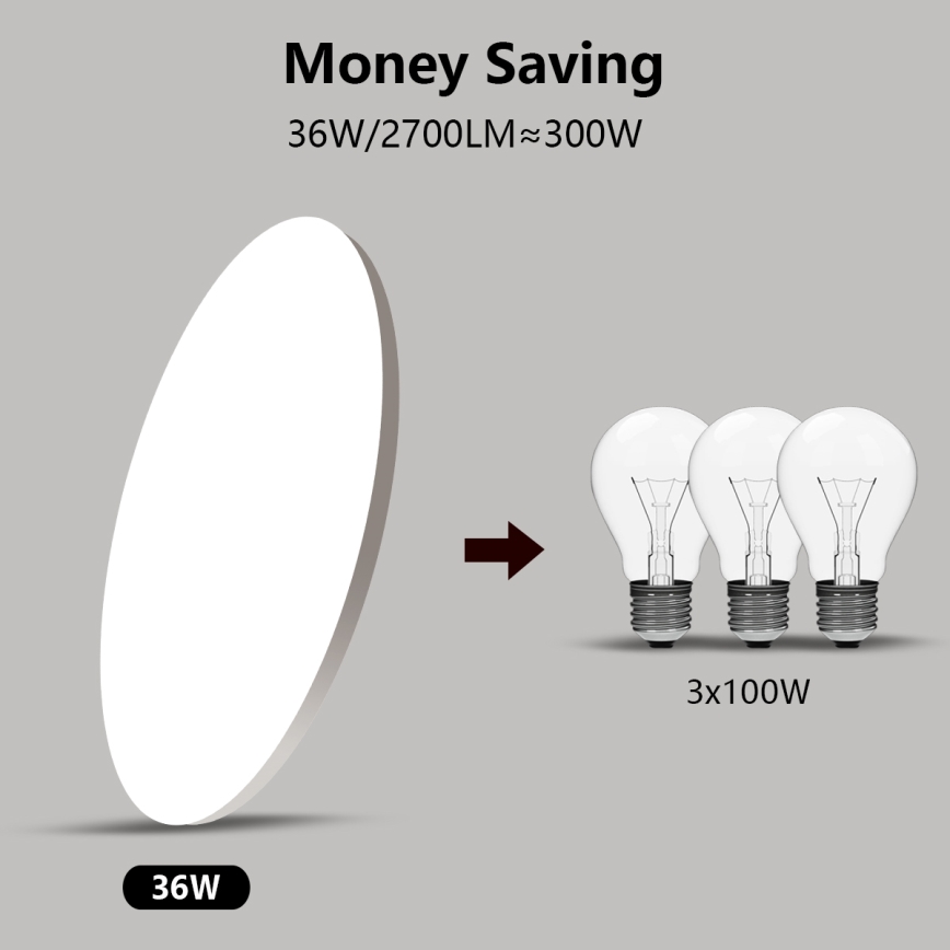 Brilagi - SMART LED prigušiva plafonska lampa LED/36W/230V, prečnik 48 cm, 2700-6500K, Wi-Fi Tuya + daljinski upravljač