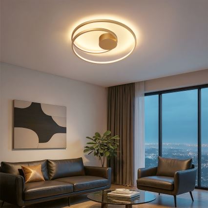 Brilagi - LED prigušiva stropna svetiljka TWISTER LED/48W/230V 3000-6000K, prečnik 50 cm, zlatna + daljinski upravljač