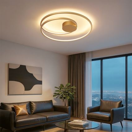 Brilagi - LED prigušiva plafonska svetiljka TWISTER LED/75W/230V 3000-6000K prečnik 70 cm zlatna + daljinski upravljač