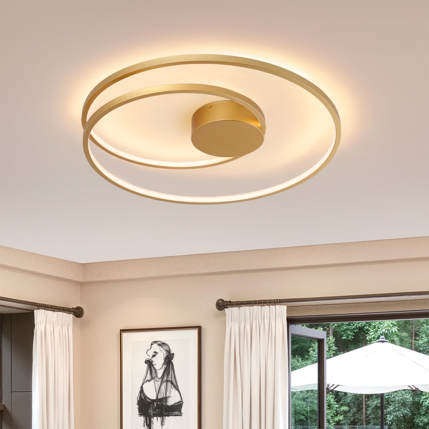 Brilagi - LED prigušiva plafonska svetiljka TWISTER LED/75W/230V 3000-6000K prečnik 70 cm zlatna + daljinski upravljač
