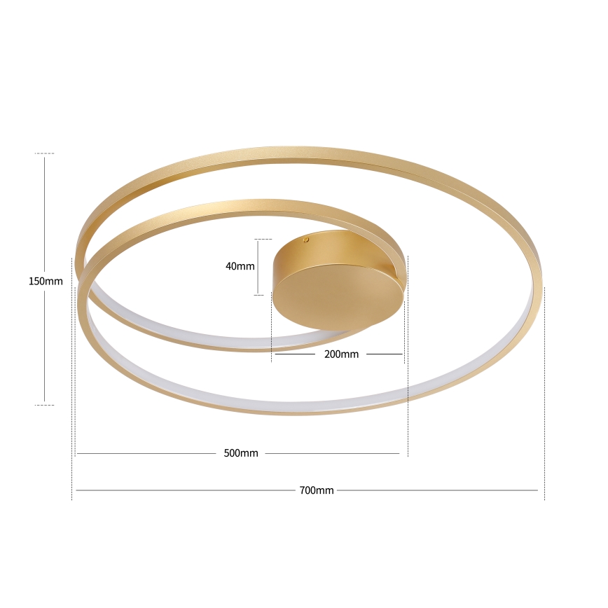Brilagi - LED prigušiva plafonska svetiljka TWISTER LED/75W/230V 3000-6000K prečnik 70 cm zlatna + daljinski upravljač