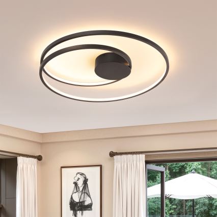 Brilagi - LED prigušiva stropna svetiljka TWISTER LED/75W/230V 3000-6000K prečnik 70 cm crna + daljinski upravljač
