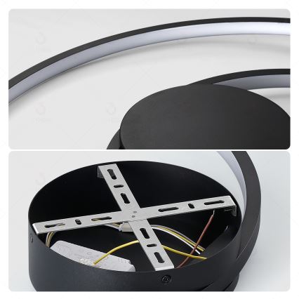 Brilagi - LED prigušiva stropna svetiljka TWISTER LED/75W/230V 3000-6000K prečnik 70 cm crna + daljinski upravljač