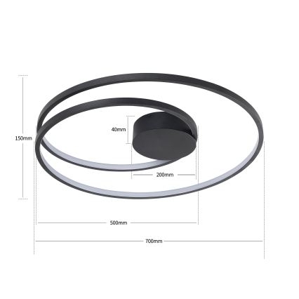 Brilagi - LED prigušiva stropna svetiljka TWISTER LED/75W/230V 3000-6000K prečnik 70 cm crna + daljinski upravljač