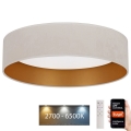 Brilagi - LED prigušiva stropna svetiljka VELVET SMART LED/24W/230V, prečnik 45 cm, 2700-6500K, Wi-Fi Tuya, krem/zlatna + daljinski upravljač