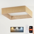 Brilagi - LED prigušiva stropna svetiljka VELVET SQUARE SMART LED/36W/230V 60x60 cm 2700-6500K Wi-Fi Tuya + daljinski upravljač braon
