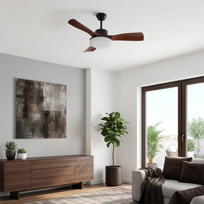 Brilagi - LED prigušiva plafonski ventilator LED/34W/230V 3000-6500K prečnik 106 cm crna/smeđa + daljinski upravljač