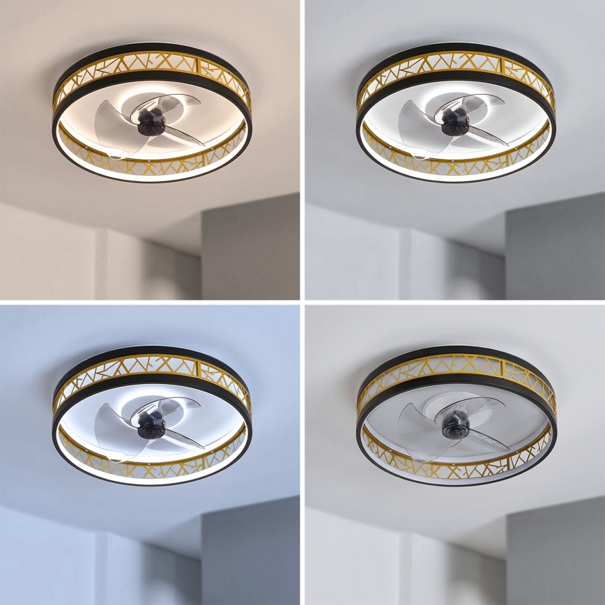 Brilagi - LED prigušiva plafonski ventilator LED/34W/230V 3000-6500K Ø 50 cm crna/zlatna + daljinski upravljač