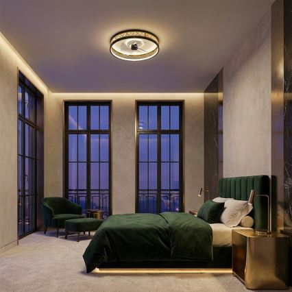 Brilagi - LED prigušiva plafonski ventilator LED/34W/230V 3000-6500K Ø 50 cm crna/zlatna + daljinski upravljač