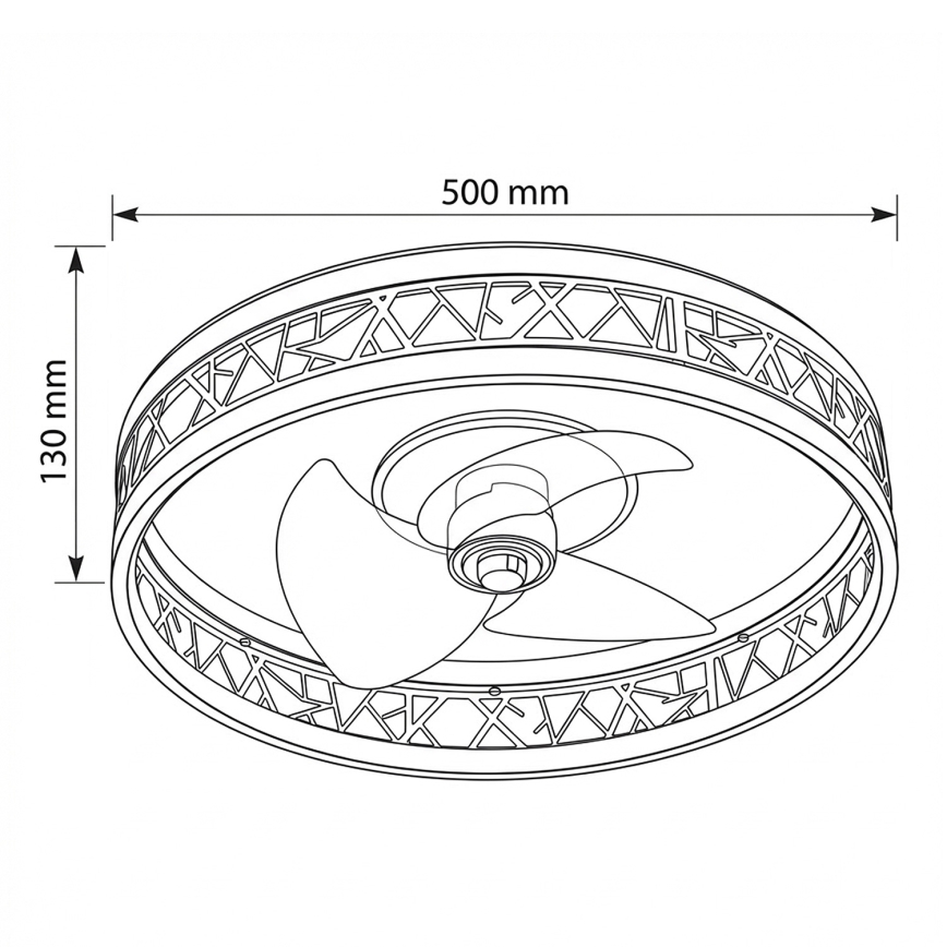 Brilagi - LED prigušiva plafonski ventilator LED/34W/230V 3000-6500K Ø 50 cm crna/zlatna + daljinski upravljač