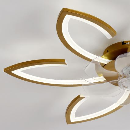 Brilagi - LED prigušiva plafonski ventilator LED/34W/230V 3000-6500K preč. 78 cm zlatni + daljinski upravljač