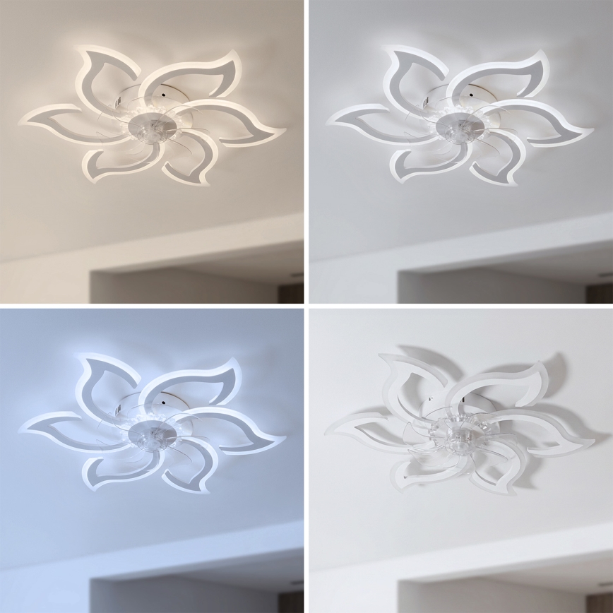 Brilagi - LED prigušiva plafonski ventilator, 34 W/230 V, 3000–6500 K, prečnik 83 cm, bela + daljinski upravljač