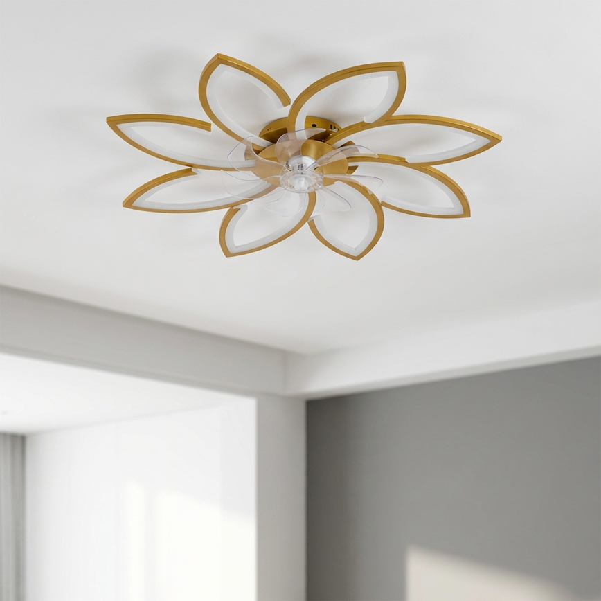 Brilagi - LED prigušiva plafonski ventilator LED/43W/230V prečnika 90 cm zlatne boje + daljinski upravljač