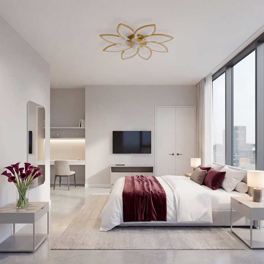 Brilagi - LED prigušiva plafonski ventilator LED/43W/230V prečnika 90 cm zlatne boje + daljinski upravljač