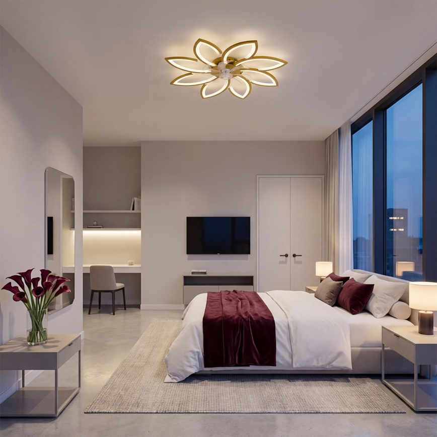 Brilagi - LED prigušiva plafonski ventilator LED/43W/230V prečnika 90 cm zlatne boje + daljinski upravljač