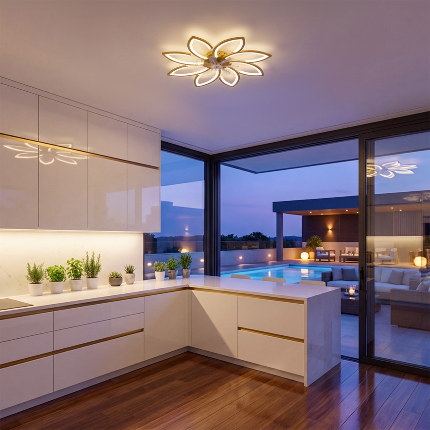 Brilagi - LED prigušiva plafonski ventilator LED/43W/230V prečnika 90 cm zlatne boje + daljinski upravljač