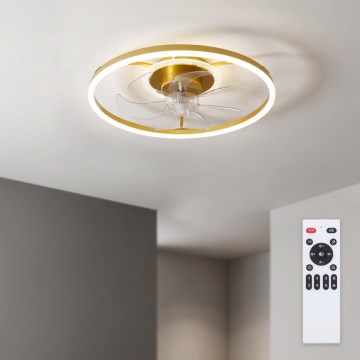 Brilagi - LED prigušiva stropni ventilator LED/66W/230V 55 cm bela/zlatna + daljinski upravljač
