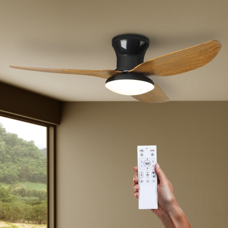 Brilagi - LED prigušiva plafonski ventilator LED/30W/230V 3000-6500K crna/braon + daljinski upravljač