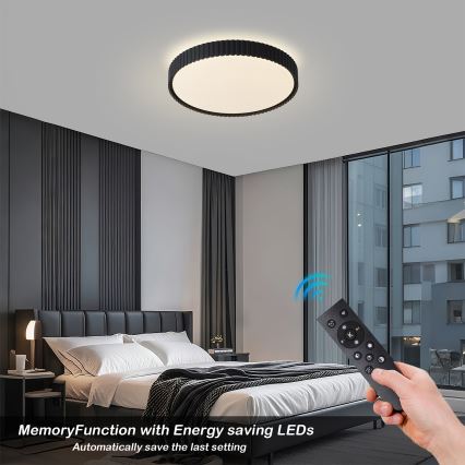 Brilagi - LED prigušiva plafonska svetiljka CORVO LED/54W/230V 3000-6000K crna prečnik 40 cm + daljinski upravljač
