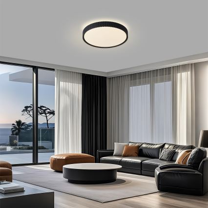Brilagi - LED prigušiva plafonska svetiljka CORVO LED/54W/230V 3000-6000K crna prečnik 40 cm + daljinski upravljač
